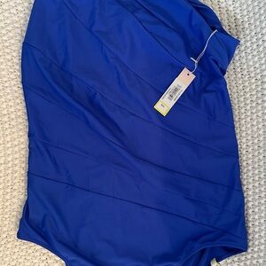 summersalt One-Shoulder Swimsuit in Blue size 14
